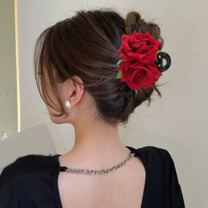 Wholesale Valentine's Day gift rose one-word hair clip artificial flower hairpin updo hair clip shark clip girl hair accessories