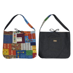 Denim color block double-sided strap (pocket)