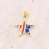 Wholesale 1 Pc/Package 16x10mm 22x20mm 25x11.5mm 3mm 5x3mm Copper Zircon 18K Gold Plated Pentagram Balloon American Flag Polished Pendant