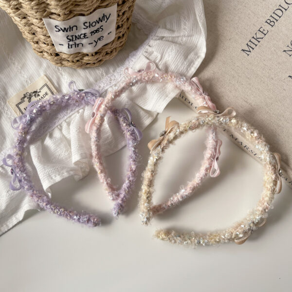 Wholesale style dreamy plush bow hairband sweet atmosphere velvet bow tie headband girl's all-match headdress hair