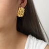 Wholesale Original Personality 304 Stainless Steel Women Earrings Golden Irregular Oval Earrings Valentine's Day Gift Jewelry