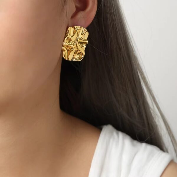 Wholesale Original Personality 304 Stainless Steel Women Earrings Golden Irregular Oval Earrings Valentine's Day Gift Jewelry