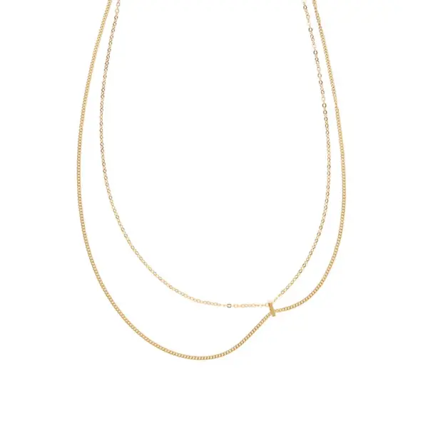 Wholesale Adjustable Double Layer Titanium Steel Necklace Vacuum Gold Plated Line Clavicle Chain Buckle Ring