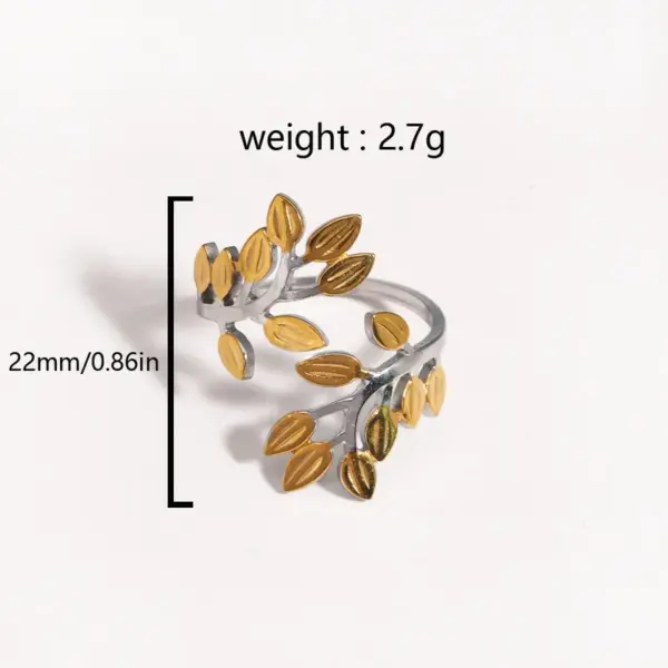 Wholesale Stainless Steel Adjustable Rings Unisex Open Leaf Ring Rustproof Vintage Finger Ring Men Women Suitable For All Seasons