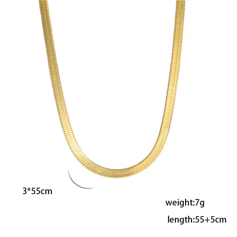 Wholesale Ion Plating (IP) 18K Gold Plated Chain Necklace 304 Stainless Steel IG Style Original Design Basic Waterproof Non Tarnish 304 Stainless Steel Lobster Trigger Clasp Closure Layered Necklaces Sweater Chain Long Necklace - Gold, 3mm wide, 55 5cm Long
