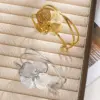 Wholesale 304 Stainless Steel Solid Color PVD Coated Natural Stone Titanium Steel 18K Gold Real Gold Plated Cute Modern Style Shiny Waterproof Non Tarnish Surgical Steel Bangle