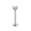 Wholesale Fashion Geometric Heart Shape Stainless Steel Inlaid Zircon Zircon Lip Stud 1 Piece