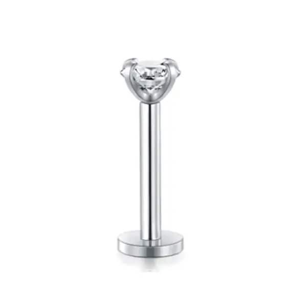 Wholesale Fashion Geometric Heart Shape Stainless Steel Inlaid Zircon Zircon Lip Stud 1 Piece