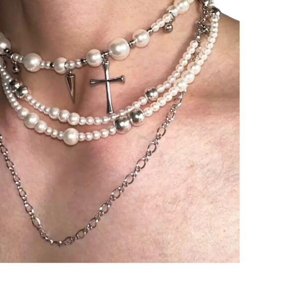 oly-623e8aec8b4c680ab4e8524e8ca1e650 Wholesale Niche cross sweater chain irregular size pearl beaded long necklace various ways to wear clavicle chain female