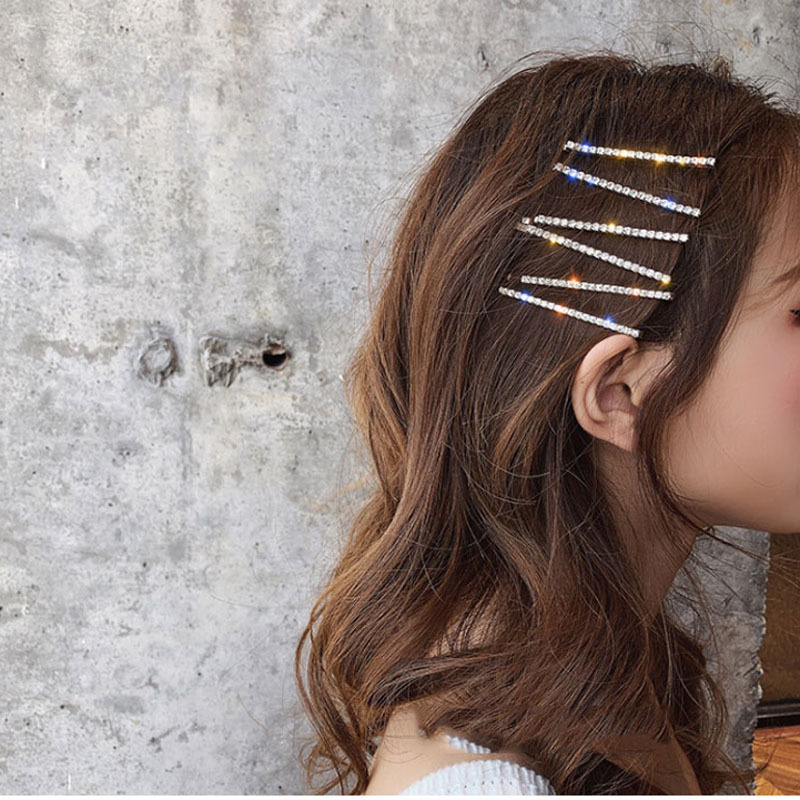 Wholesale Internet celebrity European and American all-match diamond bangs clip elegant side clip hair accessories flash diamond clip hairpin headdres