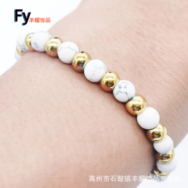 Wholesale Cross border 6mm stainless steel beaded bracelet glass stone round bead bracelet diy elastic rope bracelet stretch hand