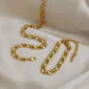 Wholesale Oval Hypoallergenic Necklace For Women With 18K Real Gold Plated 304 Stainless Steel And PVD Coated Cuban Link Chain