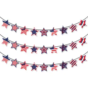 Wholesale Independence Day National Celebration Decoration Customizable Five-Pointed Star American Flag Bunting Holiday Decorations
