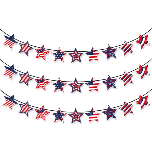 oly-62717d229ec7aee5e9b541c53ce48ad3 Wholesale Independence Day National Celebration Decoration Customizable Five-Pointed Star American Flag Bunting Holiday Decorations