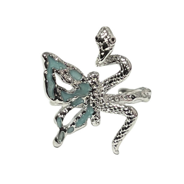 Wholesale Ins Style Butterfly Snake-Shaped Fashion Open Ring Female Niche Design Stylish Trendy Punk Spider Ring