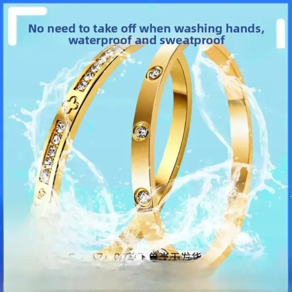 Wholesale Luxurious Rose Gold Oval Inlay Bangle For Women In Titanium Steel With Zircon Detailing