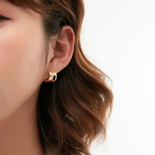 Wholesale Geometric Stud Earrings For Women With 925 Sterling Silver Posts, Copper Base Electroplated With 14K Real Gold And Zircon Inlay