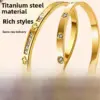 Wholesale Luxurious Rose Gold Oval Inlay Bangle For Women In Titanium Steel With Zircon Detailing