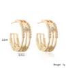 Wholesale 18K Gold Plated Copper Zircon Geometric Hoop Earrings For Women With Hollow Design, Vintage Simple Style