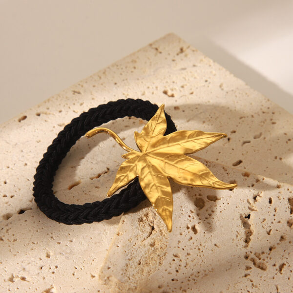 oly-62bff2a1001689d15997e7305220f0b8 Wholesale style stainless steel hair accessory for women, autumn and winter, high-end back of head ponytail tie, maple leaf hair tie, wholesale.