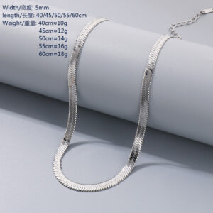 Steel color 5mm / Necklace 40cm 5cm tail chain