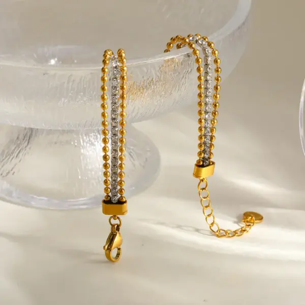 Wholesale PVD Coated Real Gold Plated 16K White Plating Geometric 304 Stainless Steel Casual Simple Style Waterproof Non Tarnish Bracelets