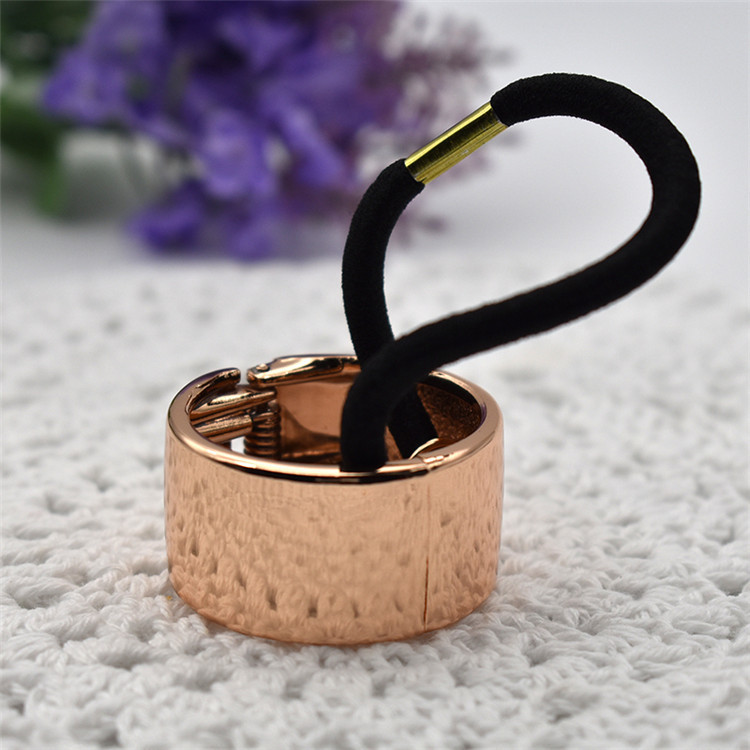 Wholesale Cross-border European and American fashion metal horse tail buckle all-match hairband high-grade simple smooth hair tie jewelry hair ring he