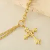Wholesale Gothic Style Vintage Double Layered Stainless Steel Cross Bone Necklace Lobster Clasp Pendant Necklace For Women All Seasons