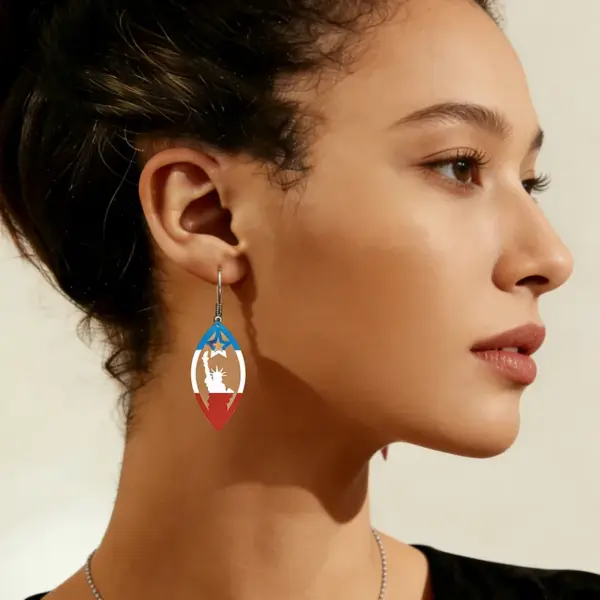 Wholesale Retro White Star Print Acrylic Drop Earrings With 304 Stainless Steel Ear Pins For Women