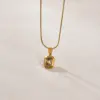 Wholesale 304 Stainless Steel Square PVD Coated Zircon 18K Real Gold Plated Simple Style Classic Style Waterproof Non Tarnish Inlay Cable Chain Lobster Trigger Clasp Closure Gold Pendant Necklace