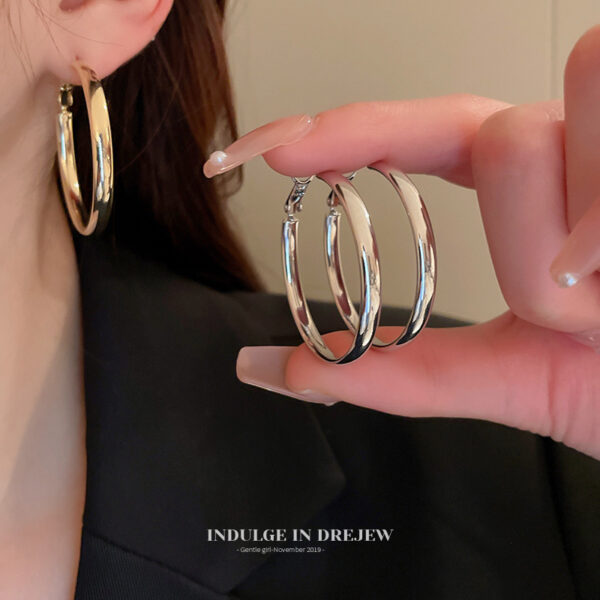oly-6308c1687f90859263e9538134944655 Wholesale French style metal circle earrings plain earrings trendy niche design unique temperament earrings for women