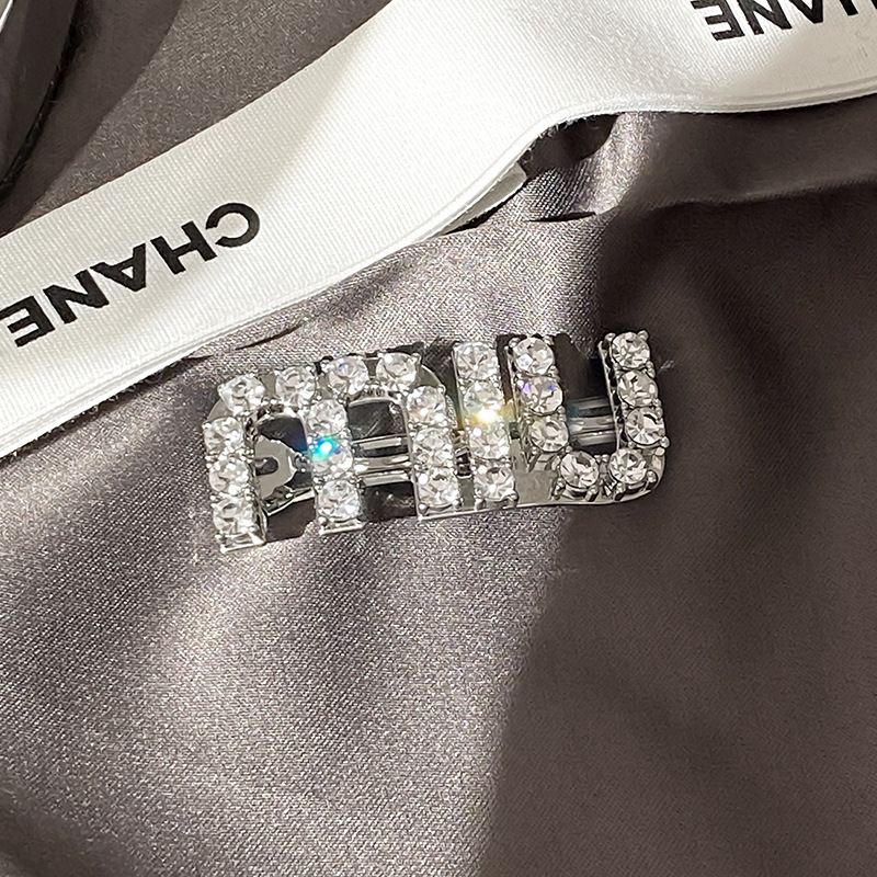 Wholesale European and American new rhinestone hairpin clip letter Miao Miao temperament full diamond bangs clip back head hair accessories