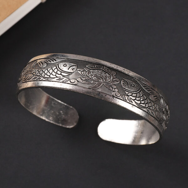 oly-6316a0c0e430e9d4ca0a61ca2ec67642 Wholesale Handmade Miao silver distressed bracelet female ethnic style retro court carved ancient silver bracelet personality exotic bracelet
