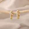 Wholesale Women’s Waterproof Non Tarnish Cross Stud Earrings In Copper With 18K Real Gold PVD Coating And Zircon Inlay