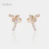Wholesale Heart Shape Stud Earrings For Women In Gold Featuring Copper Ear Pins And Zircon Inlay