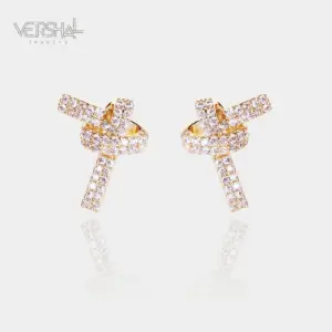 Wholesale Heart Shape Stud Earrings For Women In Gold Featuring Copper Ear Pins And Zircon Inlay