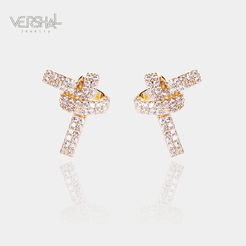 Wholesale Heart Shape Stud Earrings For Women In Gold Featuring Copper Ear Pins And Zircon Inlay