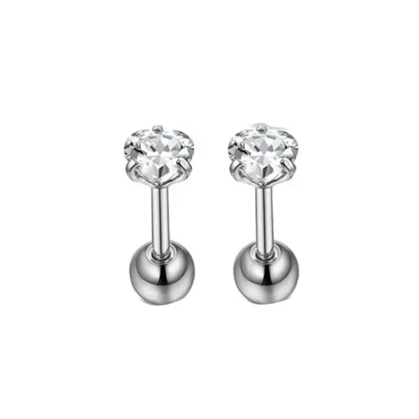 Wholesale Simple Style Geometric Stainless Steel Inlay Zircon Ear Studs 1 Piece