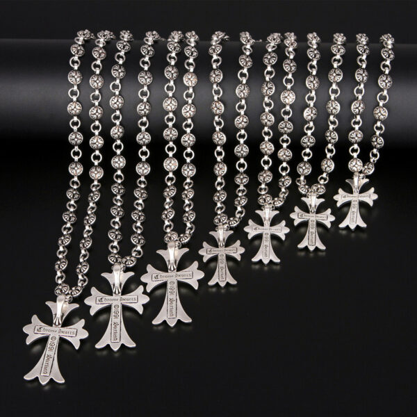 Wholesale   Nightclub Fashion Brand Cross Necklace Handmade Chain Valentine's Day Gift Vintage Imitation Silver Hanging Chain