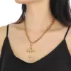 Wholesale Gothic Style Vintage Double Layered Stainless Steel Cross Bone Necklace Lobster Clasp Pendant Necklace For Women All Seasons