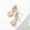 Wholesale RAKOL New Copper Inlaid AAA Grade Waterdrop Zircon Earrings Women Elegant Bride Wedding Dress Accessory Luxury Style