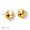 Wholesale PVD Coated 18K Gold Plated Solid Color 304 Stainless Steel Retro Simple Style Classic Style Waterproof Non Tarnish Earrings