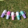 Wholesale 304 Stainless Steel Rainbow Paint 40oz Car Cup Straw Ice Cup Car Large Capacity Handle Thermos Cup