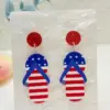 Wholesale 1 Pair Sweet Artistic Pentagram American Flag Flower Acrylic Alloy Dangling Earrings