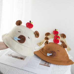 Wholesale 2025 New Kapibala Apple Fisherman Hat Girls Casual Cartoon Cute Sun Protection Sun Hat Basin Hat Trendy