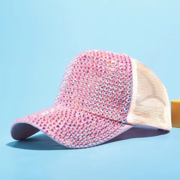 Wholesale Breathable Baseball Cap Korean Style Rhinestone Hat Summer Sunshade and Sun Protection Hat