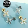 oly-639553202e2ea135179fde9979778d9a Wholesale G23 Titanium Alloy Piercing Jewelry Flower Inlaid Zircon Lip Stud Lip Ring Nose Stud Helix Stud Ear Cartilage Stud In Stock