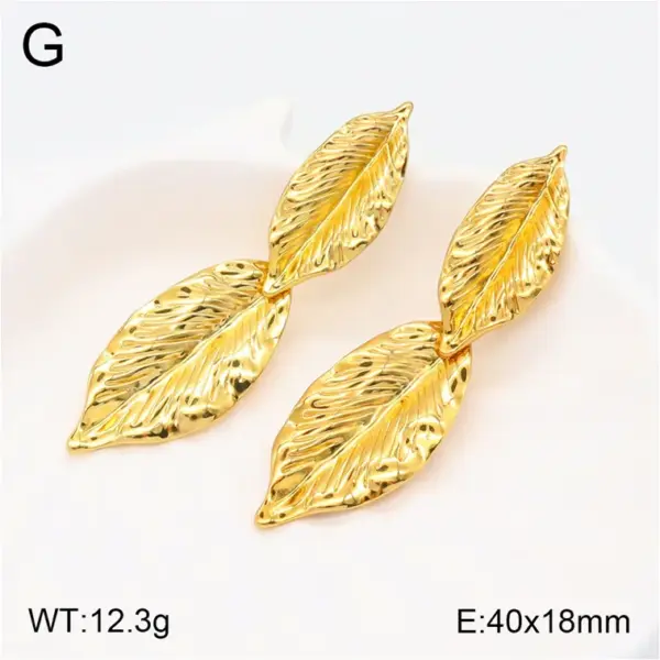 Wholesale Ion Plating (IP) 18K Gold Plated Leaves Cherry Flower 304 Stainless Steel Elegant Vacation Classic Style Waterproof Non Tarnish Drop Earrings