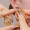 Wholesale Light Luxury Elegant Simple Fashion Personalized Golden Ring Zircon Ear Buckle High-end Sense Exquisite Celebrity Style Earrings Earrings