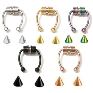 oly-63a8e65980eff24e3bf3414fdf2e50a7 Wholesale Exaggerated U Shape Titanium Steel Earrings Nose Pin